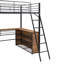 Lit mezzanine fonctionnel en métal avec tablettes à trois niveaux et bureau en forme de L pour le bureau, le jeu et le rangement, idéal pour la chambre à coucher