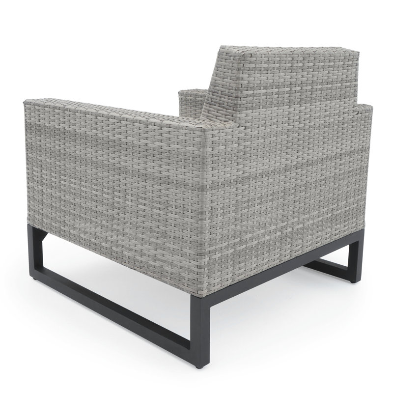 2Pc Sunbrella Outdoor Club Chairs - Grey, Gray, Beige 