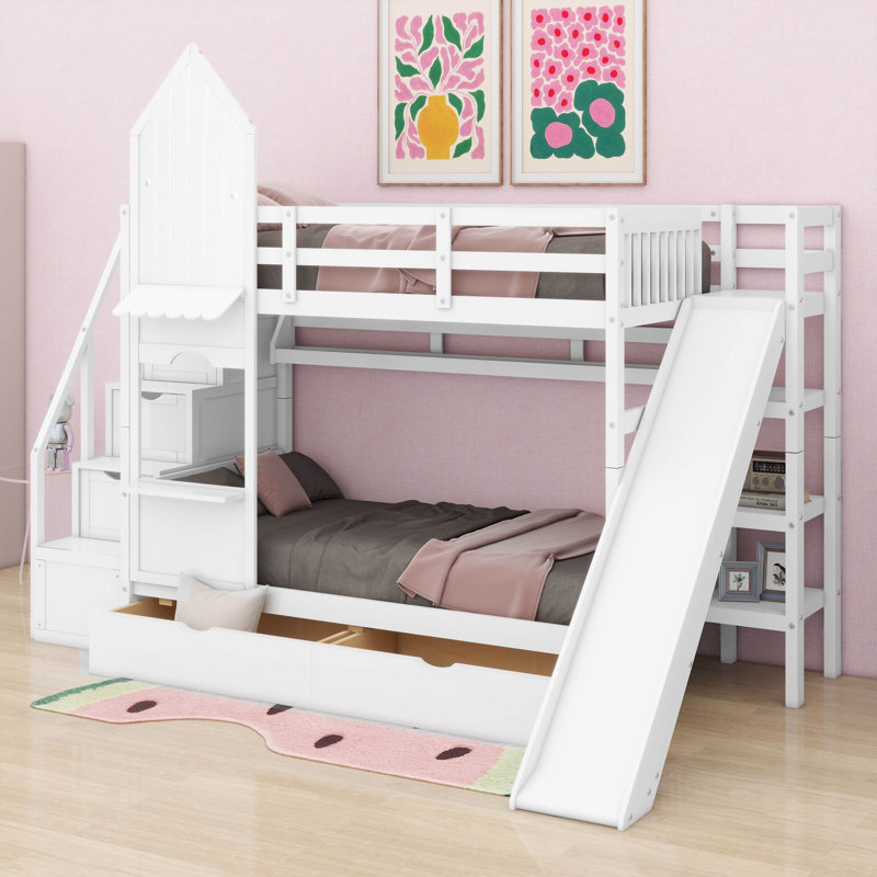 Jezeniah Kids Twin Over Twin Bunk Bed, White