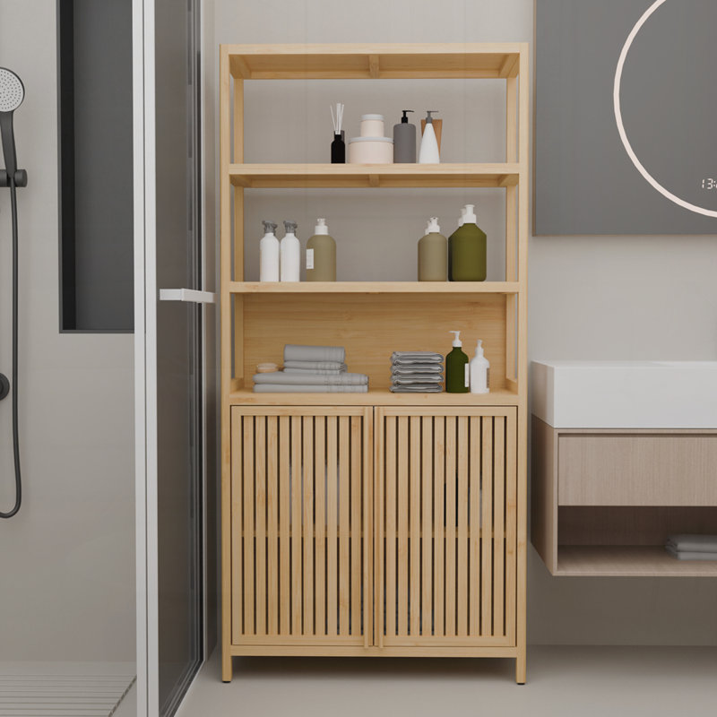 Armoire de salle de bain à double porte et grande capacité de 64 pouces de hauteur