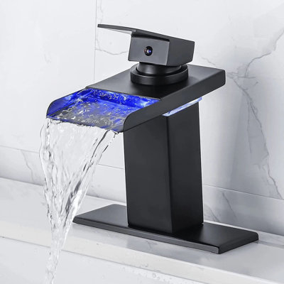 Matte Black LED Bathroom Sink Faucet 1 Hole Single Handle Basin Vanity Faucet