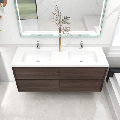 Ensemble de meuble-lavabo double mural 60 po Audrieana
