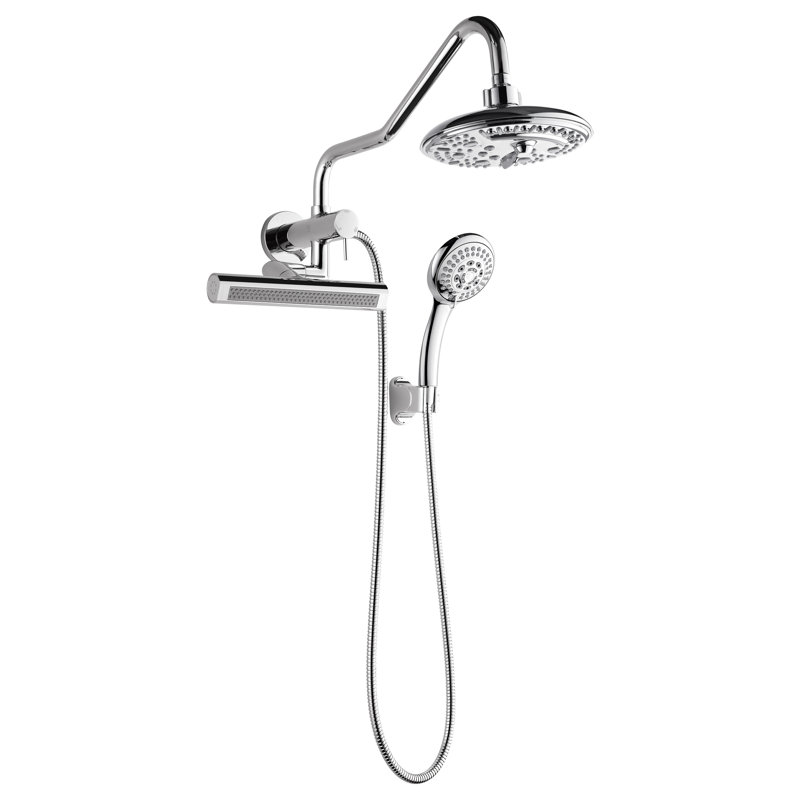 FORNO ACQUA AcquaFALL Mini 8 Inch Shower Head, Polished Stainless Steel Finish, Overhead Rainfall Shower, Handheld Shower Head, Body Jets, 1.8 GPM Flow Rate