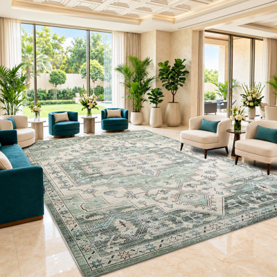 Vintage Look Shaggy Indoor / Outdoor Washable Area Rug