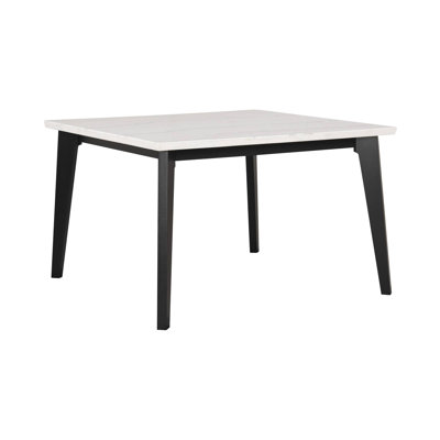 Table de salle à manger carrée contemporaine 54,4 "avec plateau en marbre, noir / blanc