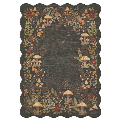 Salon tapis 8 x 10 festonné champignon festonné tapis moderne antidérapant jet antidérapant pour chambre à coucher salle de jeux salle à manger brun