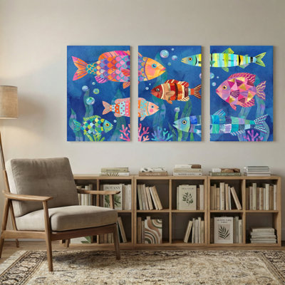 Animaux, ensemble de 3 reproductions d'art sur toile