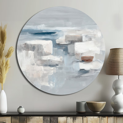 «Gray Minimalisme Simple Shapes», peinture abstraite ronde sur métal