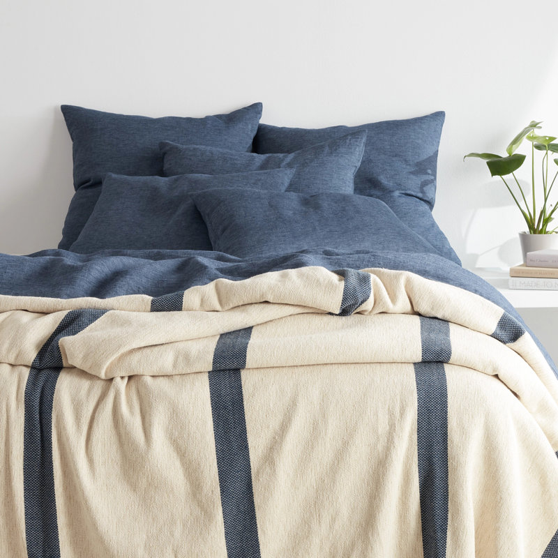 Magnolia Stripe Navy Blanket, Full/Queen Blanket