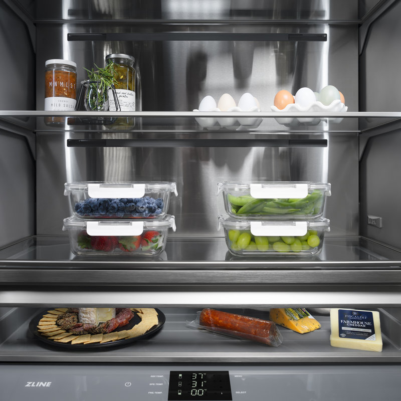 ZLINE Autograph 30 in. Panel Ready Refrigerator w/ Gray Interior and Gold Accents, Matte Black
