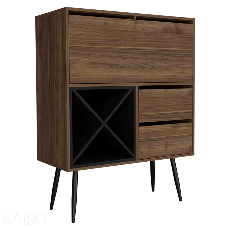 Bar, 1 armoire, 2 tiroirs acajou / noir