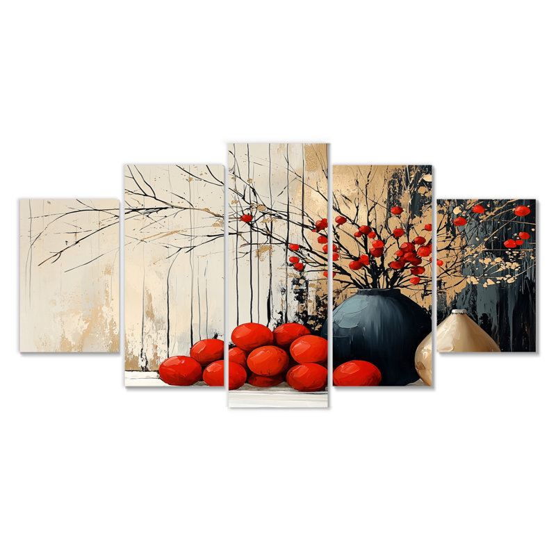 Red Holiday Christmas Decorations II - ensemble d'art mural de Noël