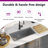 vidaXL Kitchen Sink with Strainer, Stainless Steel Top-Mount Sink, Fast Drainage, Anti-Corrosion-85501552-85501555