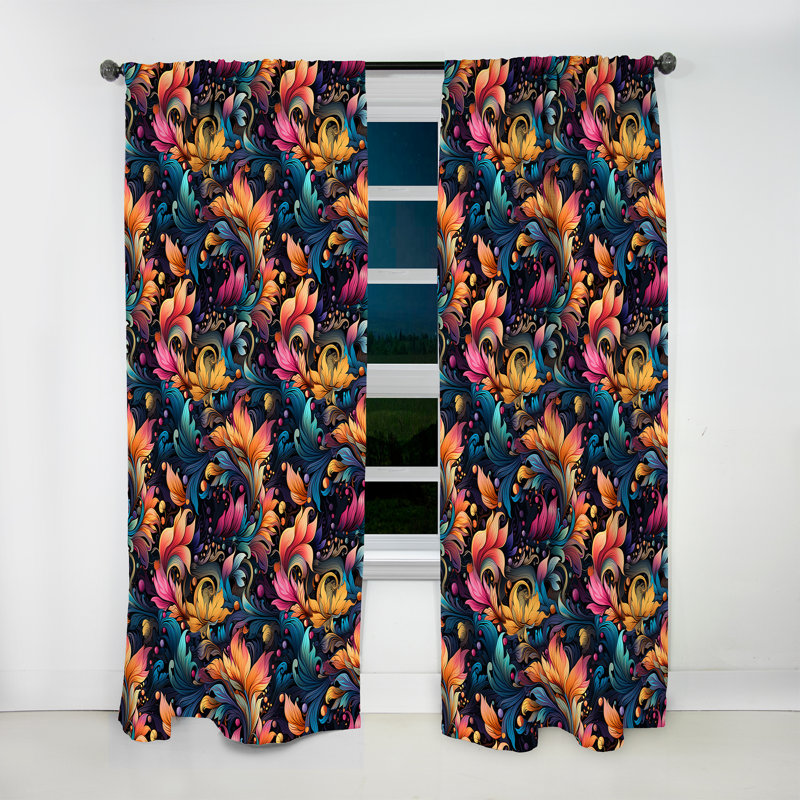 Celestial Whispers Paisley Motif II - Rideau floral - Rideau floral obscurcissant - 1 panneau, L 52 po x L 90 po