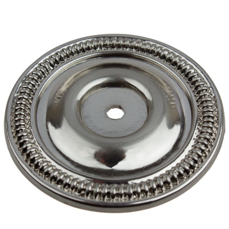 Contre-plaque ronde avec bouton d’armoire, Nickel satiné