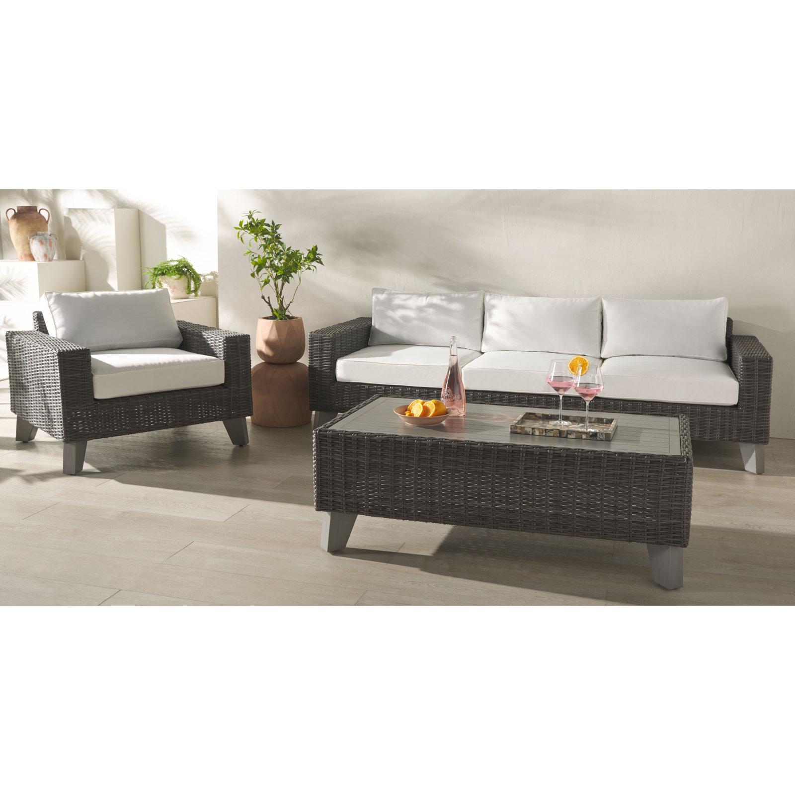 Swifton 3-Person Patio Seating Group, Black