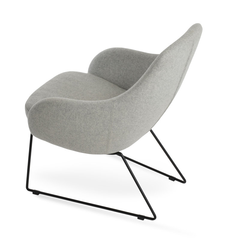 Chaise de réception en tissu l 26 po Gazel, Chrome, Argent argent