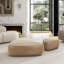 Britnae 26" Rounded Triangle Cocktail Ottoman, Tuscan Tan Brown Top Grain Leather