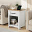 1 table de chevet PCS Farmhouse avec 1 tiroir et compartiment ouvert, table d'appoint avec station de charge et tablette de rangement pour la chambre à coucher et le salon