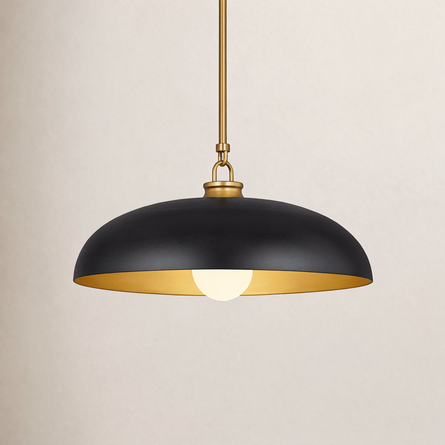 Lysander Dimmable Dome Single Light Pendant, Matte Black