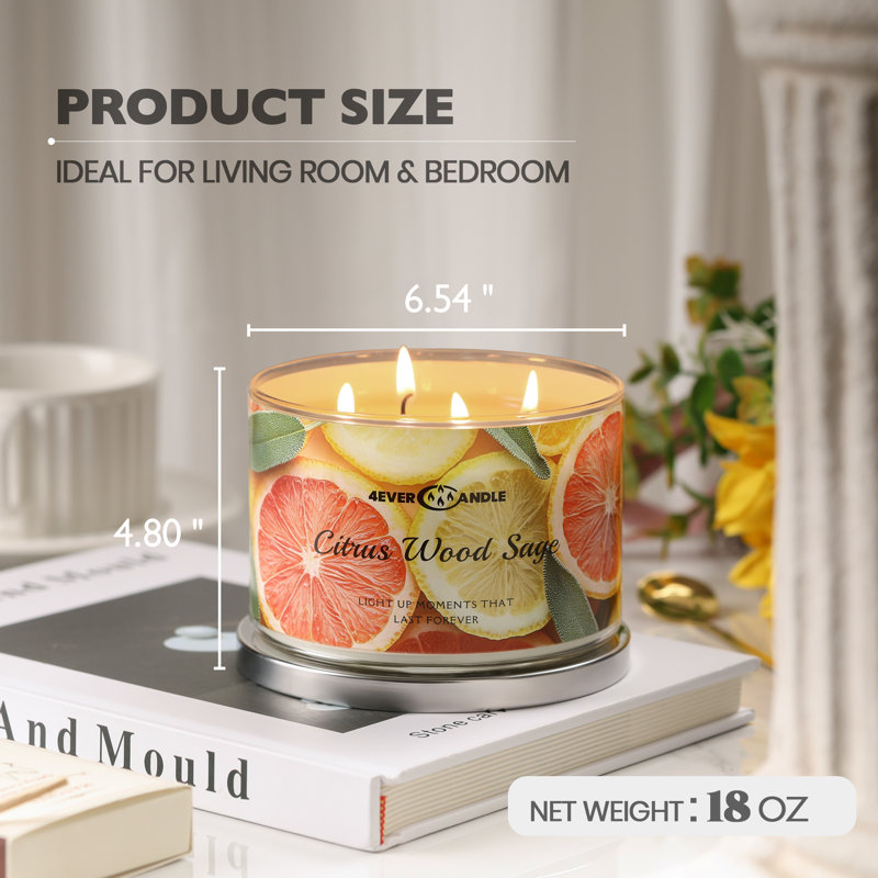 Forest Bath Scented Candles, 18oz Soy Candles 4-wick Large Candle Jars, Over 50 Hours Of Burning Time, Ideal For Gifting