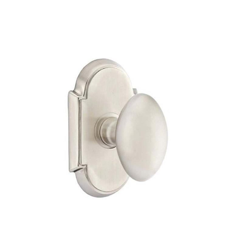 Passage Egg Knob with # 8 Rose, Satin Nickel