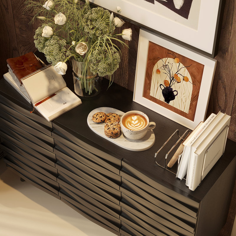 Modern 3-Door Geometric Storage Cabinet