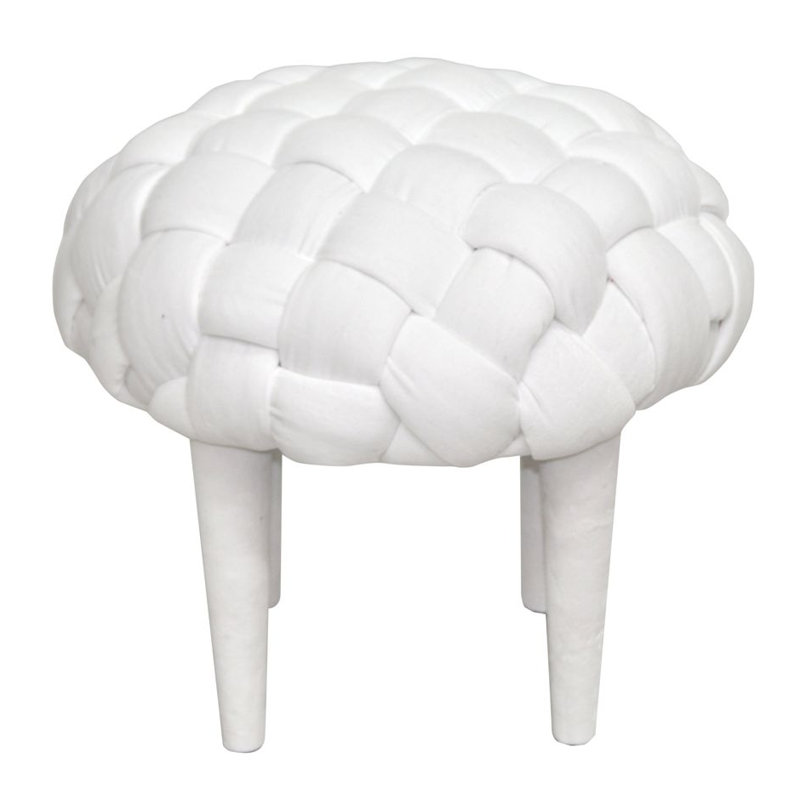 Solid + Manufactured Wood Accent Stool, White