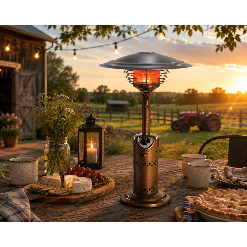 Chauffe-terrasse portable au propane avec arrêt de sécurité et sortie 10 000 BTU - finition bronze martelé