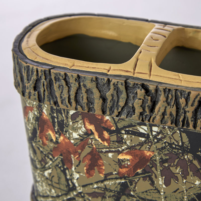 Rustic Brown Camouflage Resin Tree Log Toothbrush Holder