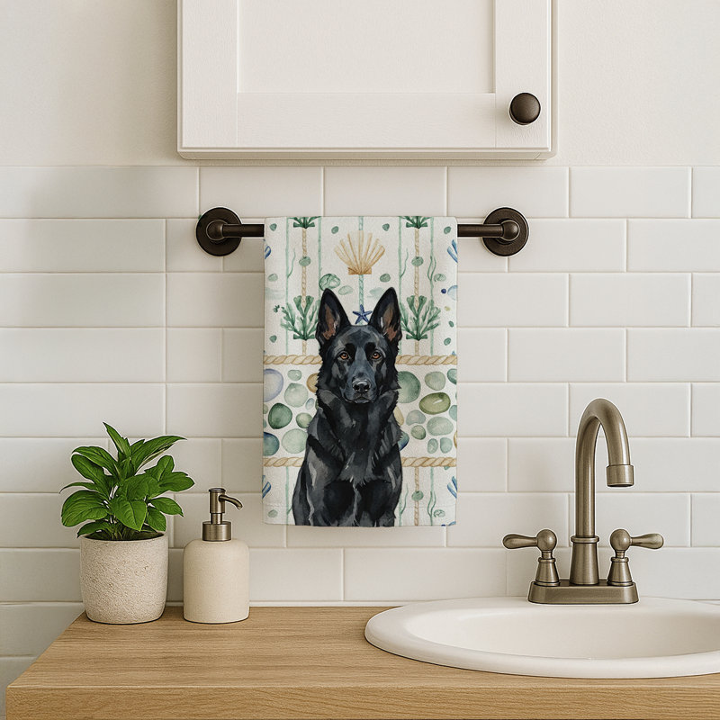 Torchon noir en verre de mer berger allemand, Black German Shepherd