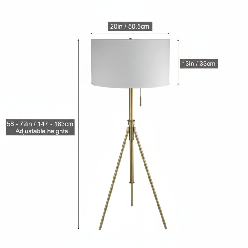 58 po - 72 po H Trépied réglable avec abat-jour KD (1 PCS / NTC) (1,78 / 9,9)