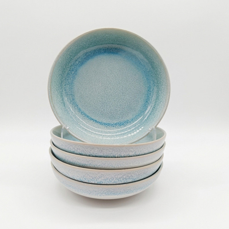 Reactive Blue Glaze Dinnerware Salad Bowl 4pc Set 19.5cm