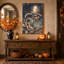 «Dark Blue and Rust Layered Arches Collage Halloween», art mural sur toile-1504509081