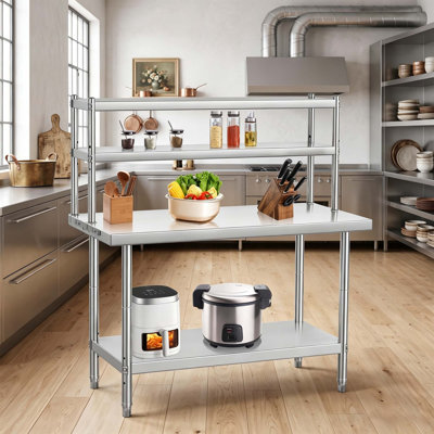 91.4 cm W with Stainless Steel Top
