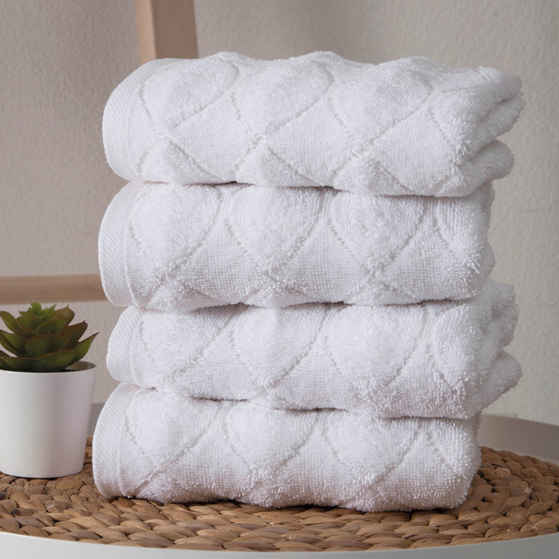 Ozgur   Midweight Jacquard Hand Towel, White