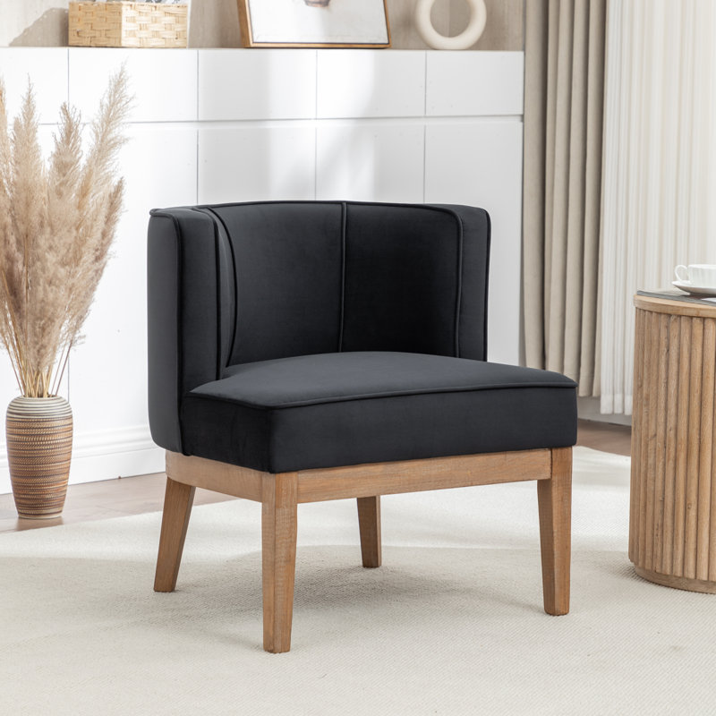 Fauteuil demi-tonneau Karoll, Velours noir, 1