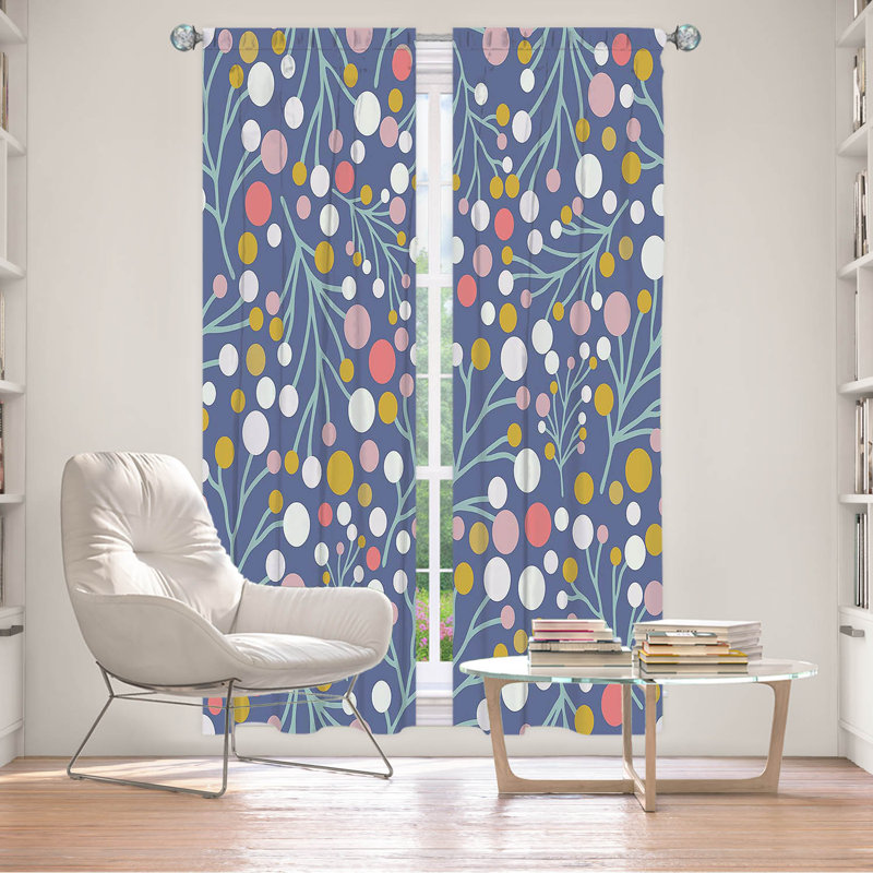 Paire de rideaux obscurcissant en polyester Glenoe, Bleu marine / rose, L 20 po x L 82 po