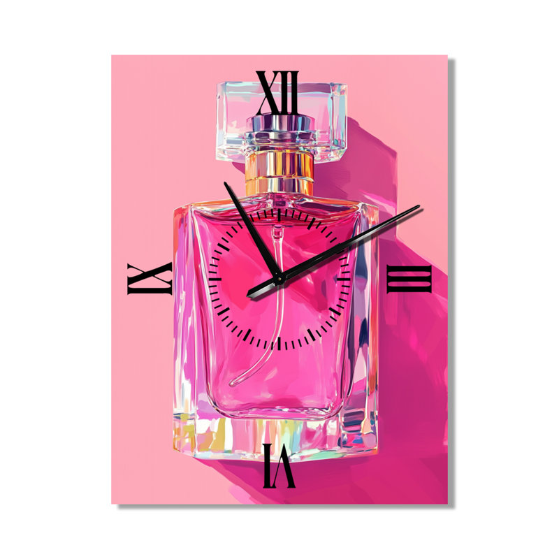 Horloge murale rose Art Déco Crystal Perfume Pop I, H 32 po x l 24 po - Rectangle