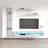 85" Modern Floating Wall Mounted Entertainment Center with 16-Color LED Lighting, High Gloss Finish-522205349