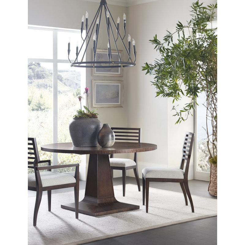 Bistre Finish Round Wood Extendable Dining Table