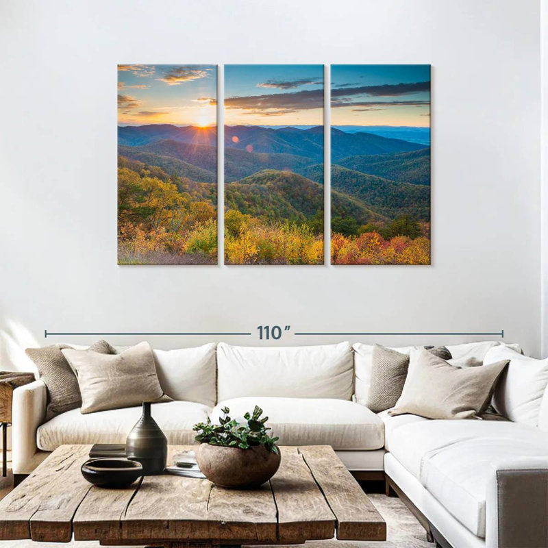 Alvord, coucher de soleil d'automne, Blue Ridge Mountains, H 48 po x l 74 po