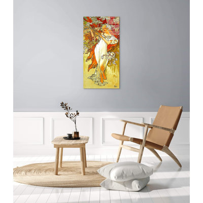 Homage To Mucha - Spring By Art Studio 100cm H X 50cm W CrystalArt Material Acrylic Glass Effect, Frameless Panel Lightweight Ready to Hang