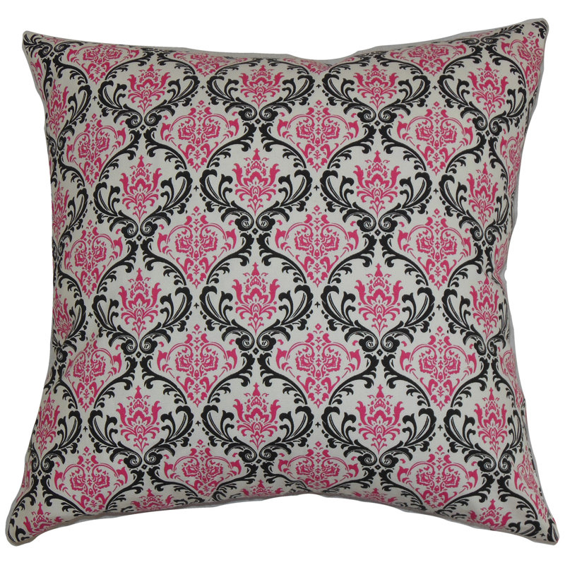 Paulomi Linen Square Pillow Cover & Insert, Black/Pink