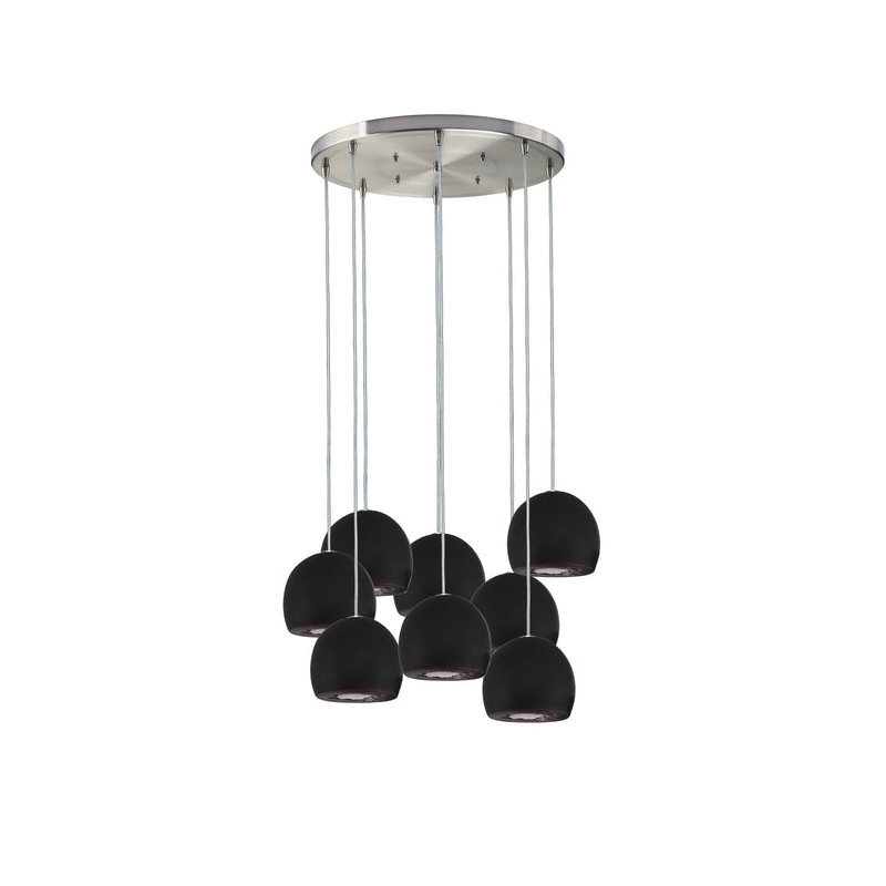 8 - Light Dimmable Dome Chandelier, 60" H x 24" W x 24" D, Nickel, Matte Black