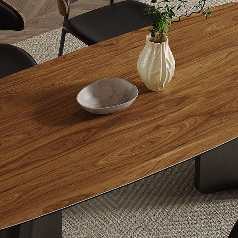 Modern Simple Rock Slab Metal Dining Table, 29.52"H x 86.61"L x 39.37"W