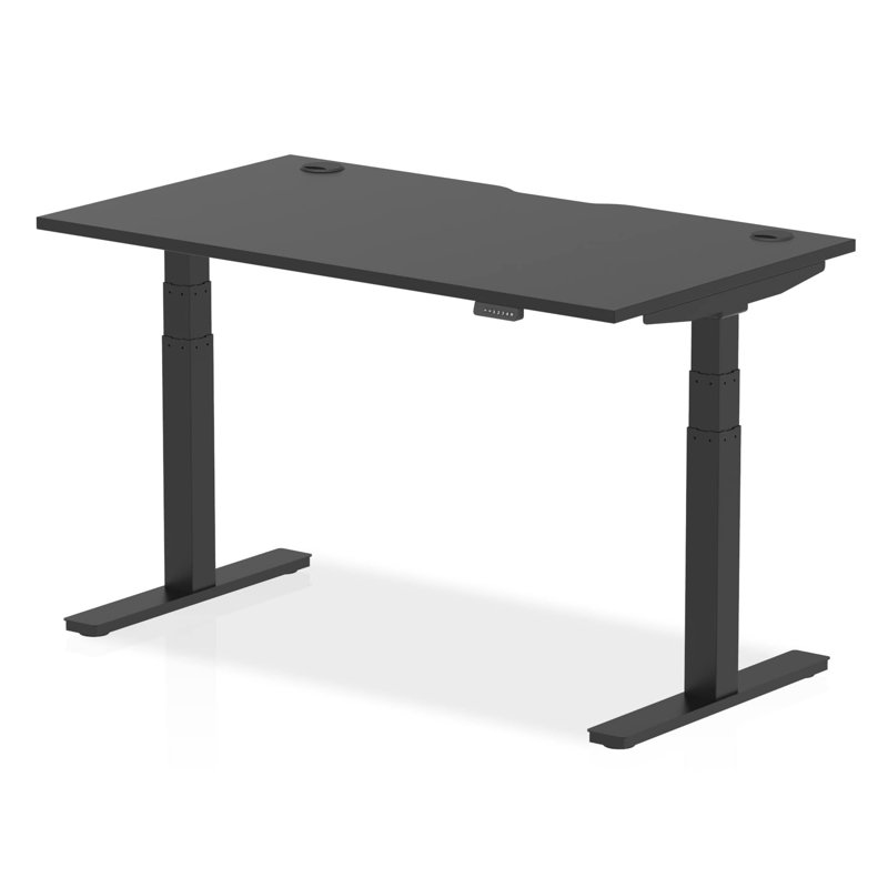 Adjustable Metal Base Standing Desk, Black, 66cm H x 140cm W x 80cm D