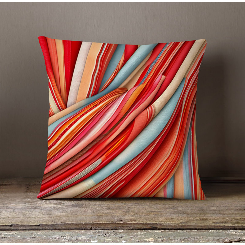 Throw Pillow With Insert, 20"H x 20"W, Blue/Red Abstract 18