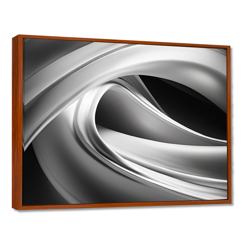 Silver Speed I - Abstract Canvas Print, 24" H x 32" W x 1" D, Brown Floater Framed