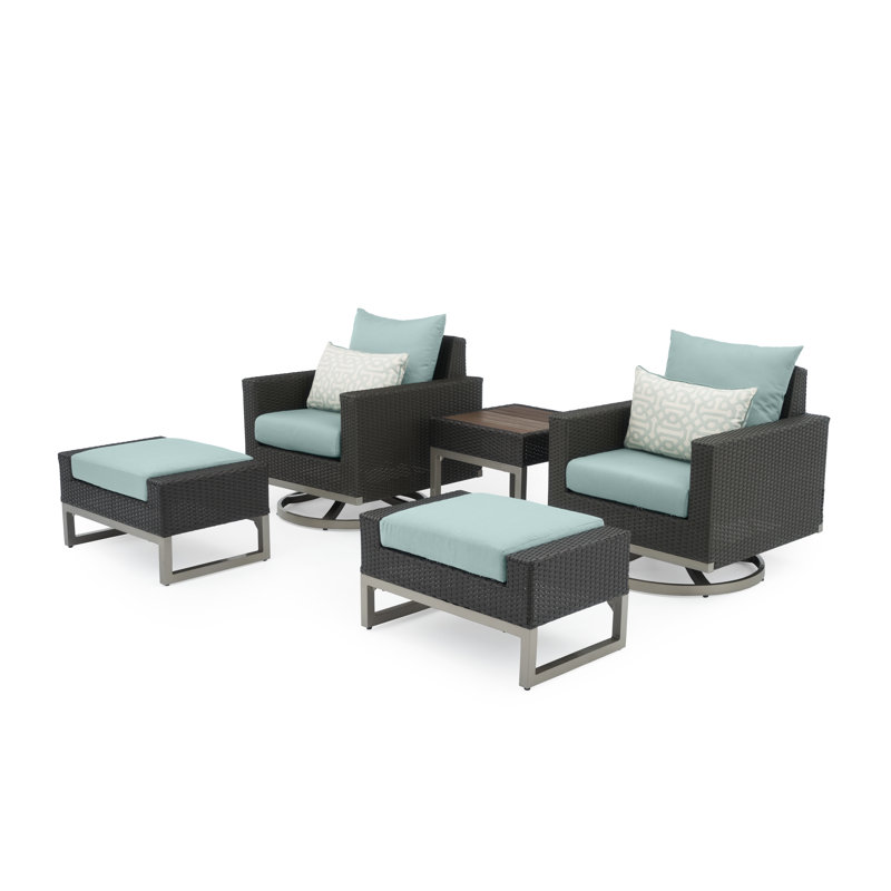 Milo Outdoor 5 - Piece Conversation Set, Canvas Spa Sunbrella® Canvas, Brown